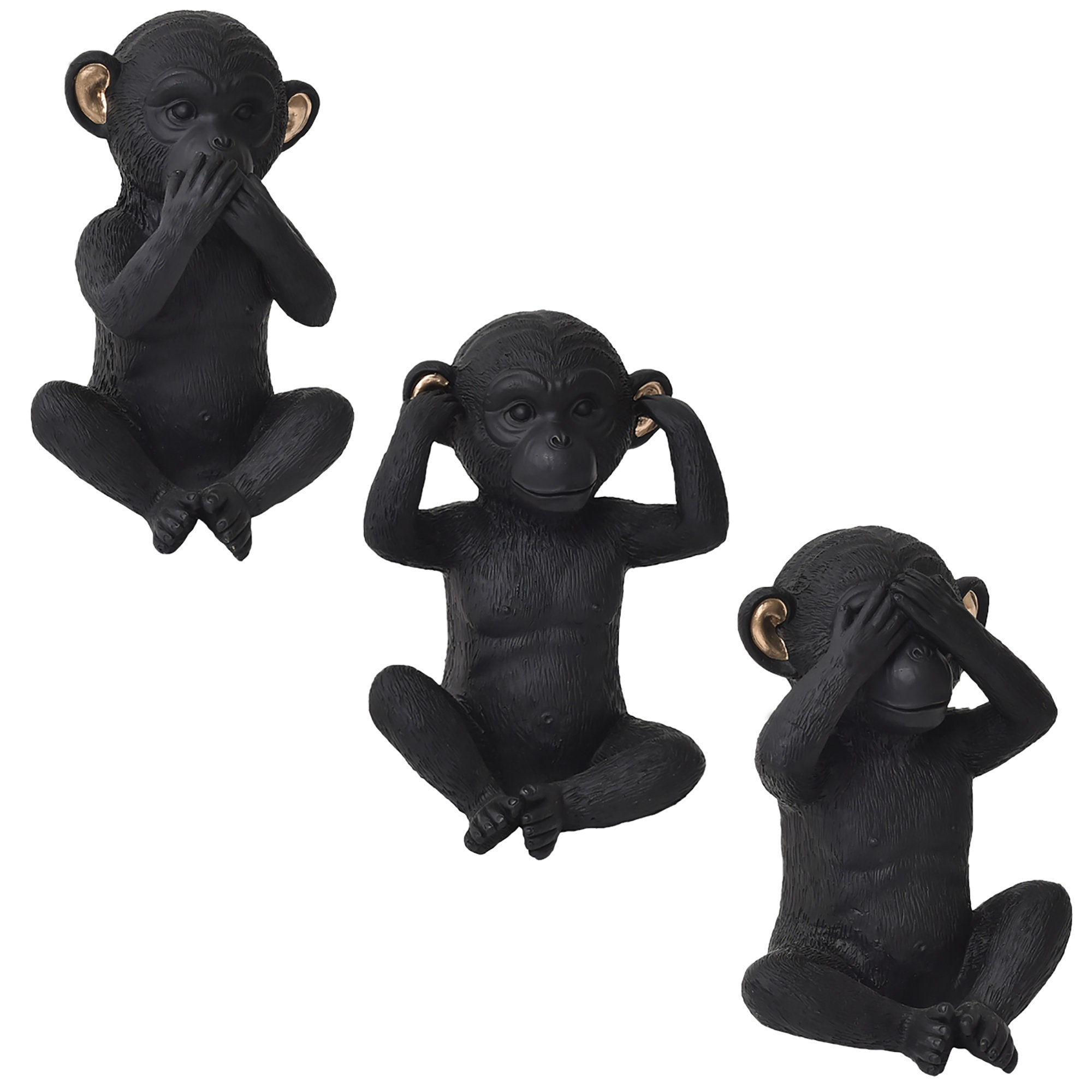3 Wise Monkeys See Speak Hear "NO EVIL" Home House Ornament Figurine 3 pcs set 