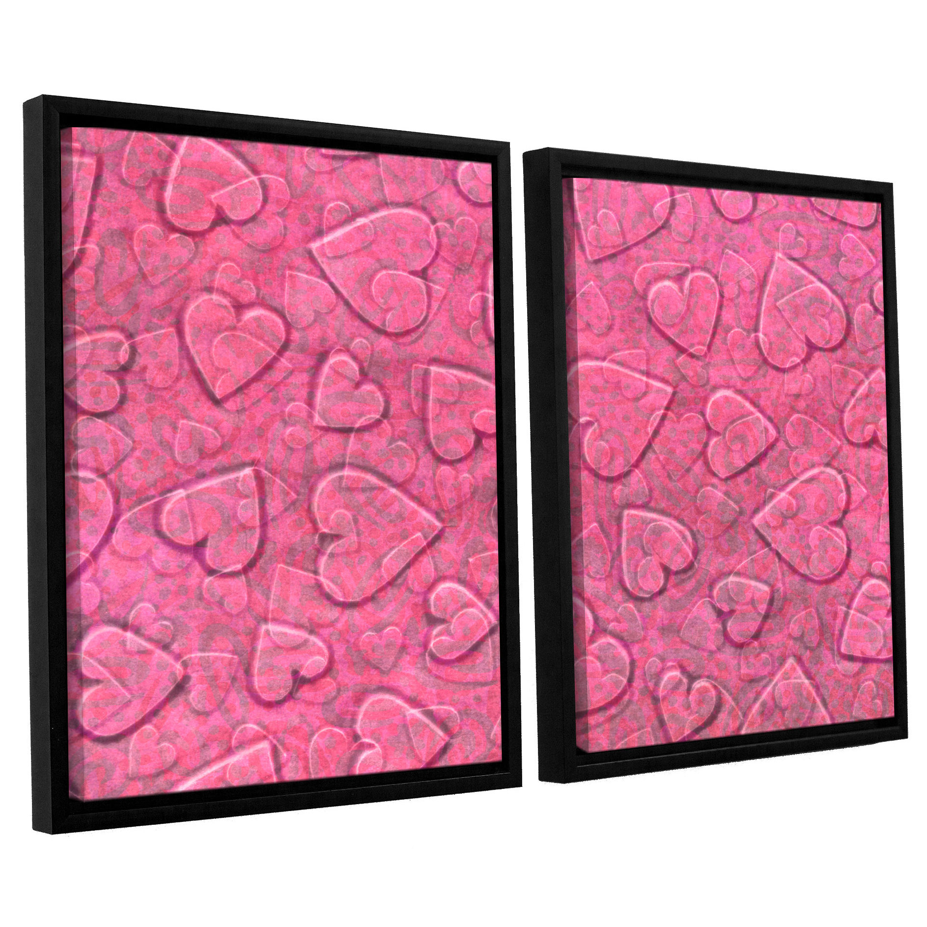 Zoomie Kids Large Heart Mixed Pattern 2 Piece Set Framed Art Wayfair
