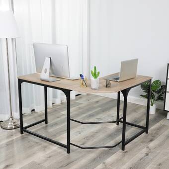 Ebern Designs Solid Wood L Shaped Computer Desk Black Wayfair