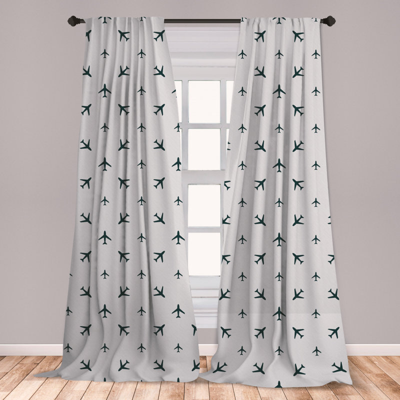 East Urban Home Ambesonne Airplane Curtains Diagonal Stripes With