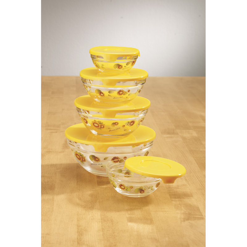 Walter Drake Sunflowers Glass 5 Container Food Storage Set Wayfair