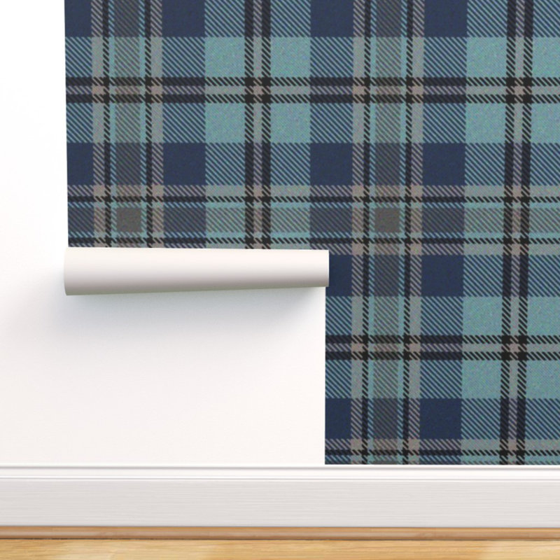 Millwood Pines Blue Tartan Peel And Stick Removable Wallpaper
