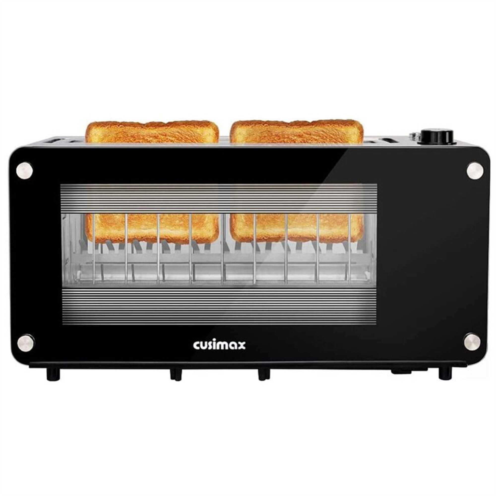 Stainless Steel Toaster with Removable Crumb Tray Cancel/Bagel/Defrost Function CUSIMAX 2 Slice Toaster Extra Wide Slots Black Toaster with Ultra-Clear LED Display & 6 Toasting Levels 