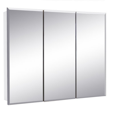 Bathroom Medicine Cabinet, Wall Mounted, Mirror, Clear Gloss