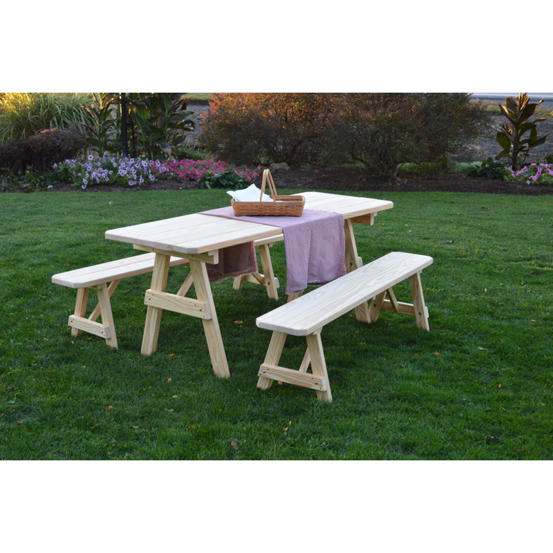 Loon Peak Summerhill Solid Wood Picnic Table Set Wayfair