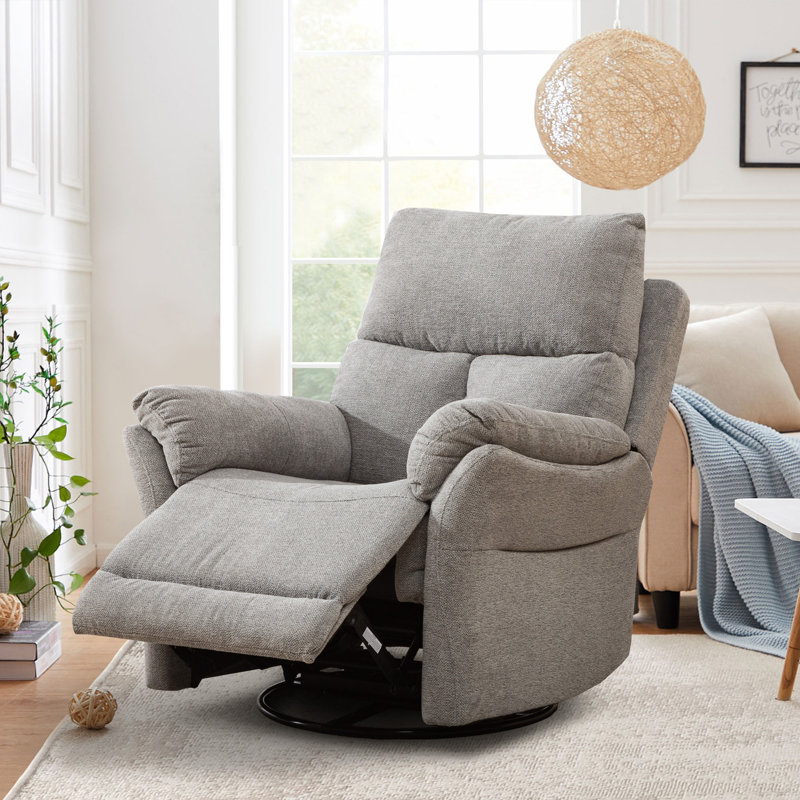 Hawn 33.5'' Wide Modern and Super Soft Swivel and Rocker Manual Recliner Chair Upholstery Color: Light Gray incomplete