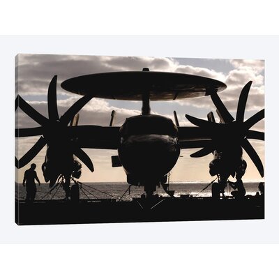 'An E-2C Hawkeye Secured to the Flight Deck of USS Harry S. Truman' Photographic Print on Canvas East Urban Home Size: 18