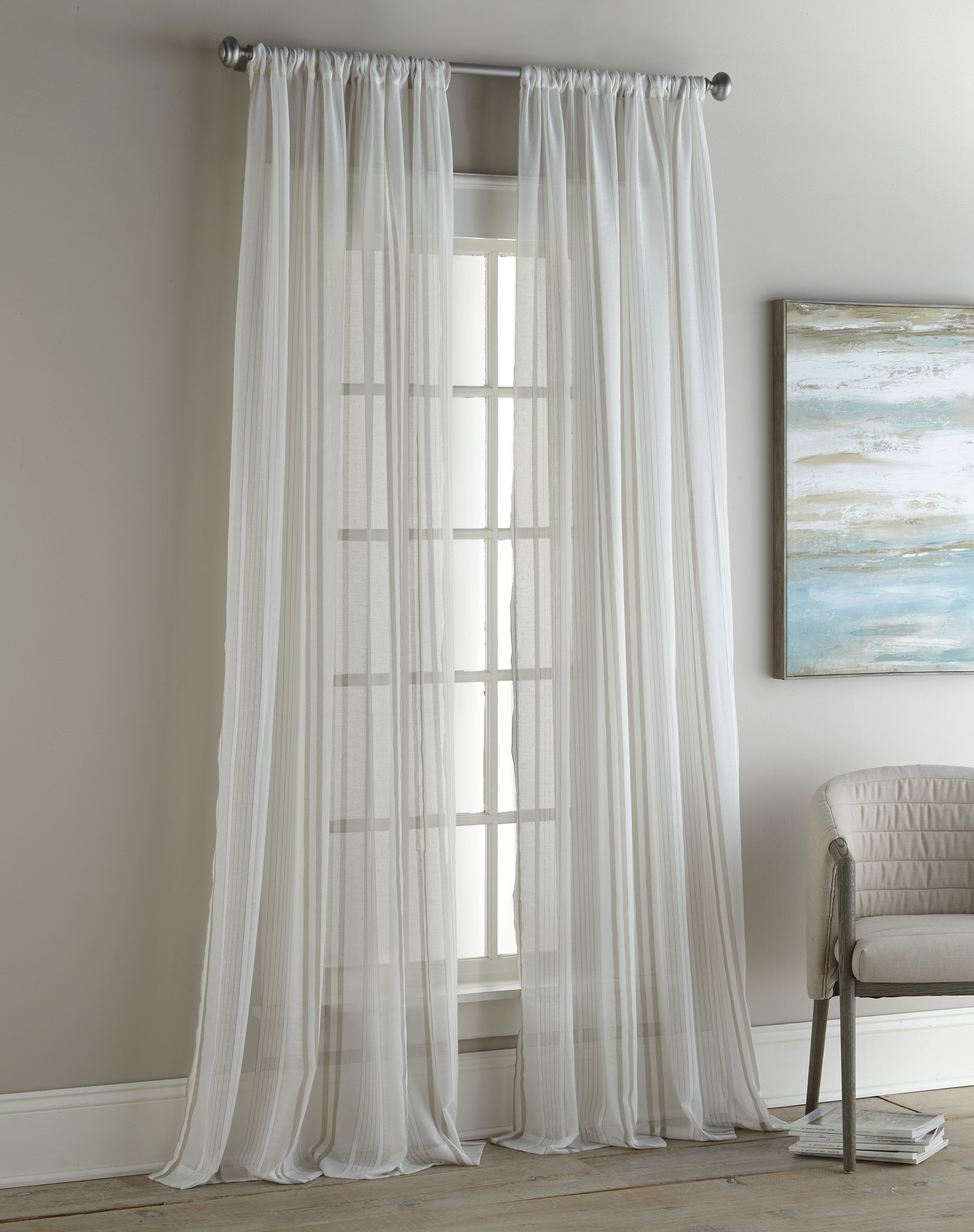 Sherry Kline Vertical Striped Sheer Curtain Panels Wayfair