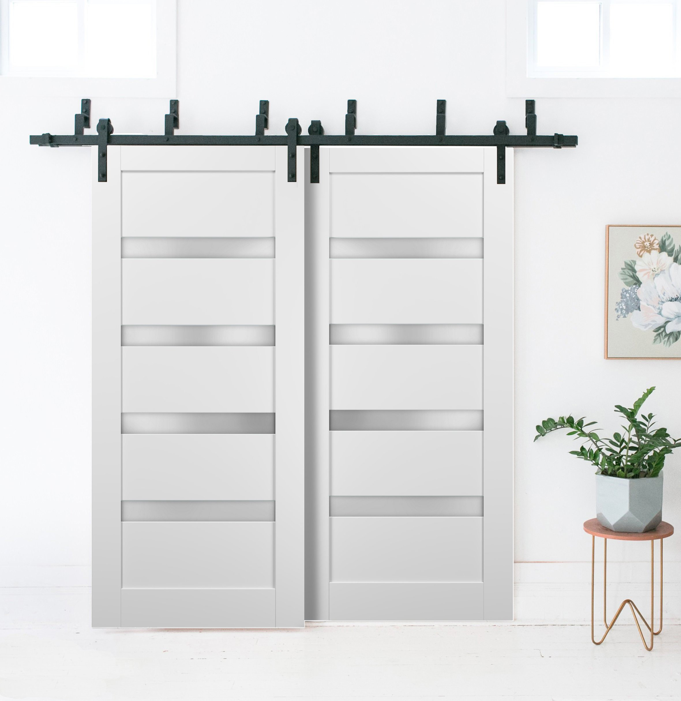 Sartodoors Quadro Glass Sliding Closet Doors With Installation Hardware Kit Wayfair