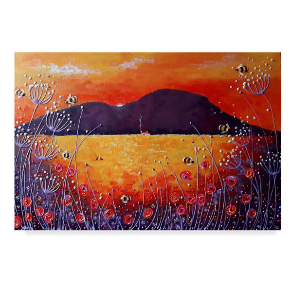 Trademark Art Sunset Bumblebees Watercolor Painting Print On