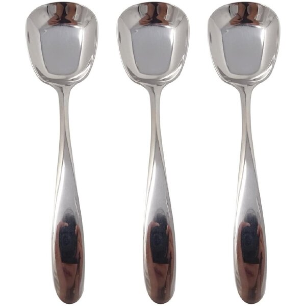 Small LOHOME Table Spoon Set of 4 PCS Thick Heavy-weight Stainless Steel Soup Spoon Portable Coffee Spoon Teaspoon Table Dinner Spoon Tableware