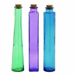 3 Piece Decorative Glass Stopper Bottle Set