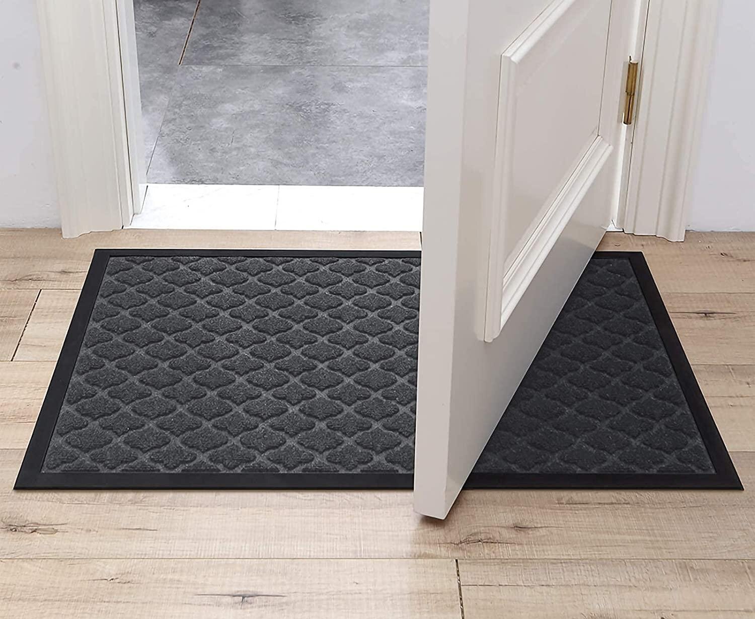 DEXI Doormat Indoor Large Front Door Mat Entrance Outdoor,Heavy Duty Rubber Outside Floor Rug Waterproof Low-Profile,3'x5',Grey 