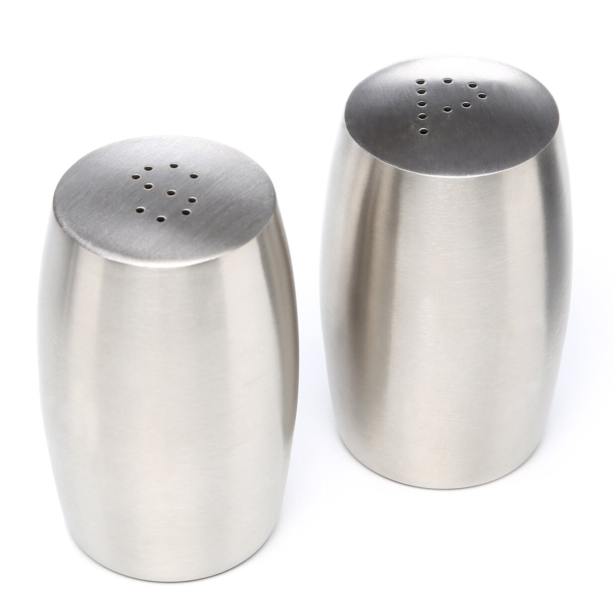 Oggi 2 Pc Ceramic Salt&Pepper Shaker Set W/ Stainless Steel Tops 6” Black New