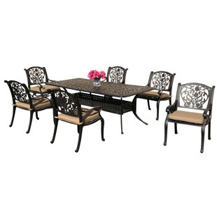 Go to store & view more images Camptown 7 Piece Sunbrella Dining Set with Sunbrella Cushions by Fleur De Lis Living
