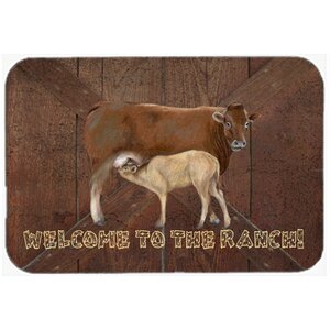 Welcome To The Ranch with The Cow and Baby Kitchen/Bath Mat