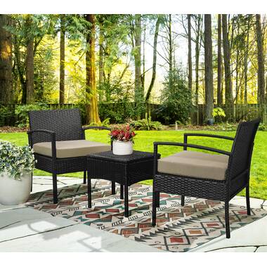 beoll 3 piece rattan seating group with cushions