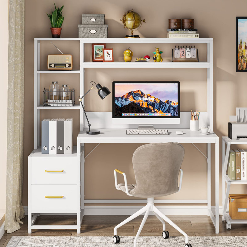 Desk with Hutch Color (Top/Frame): White