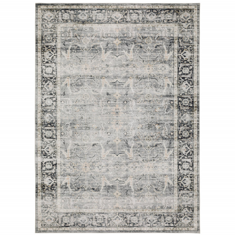 Oriental Machine Made Wool Indoor/Outdoor Area Rug in Gray/Beige Rug Size: Rectangle 5' x 7'