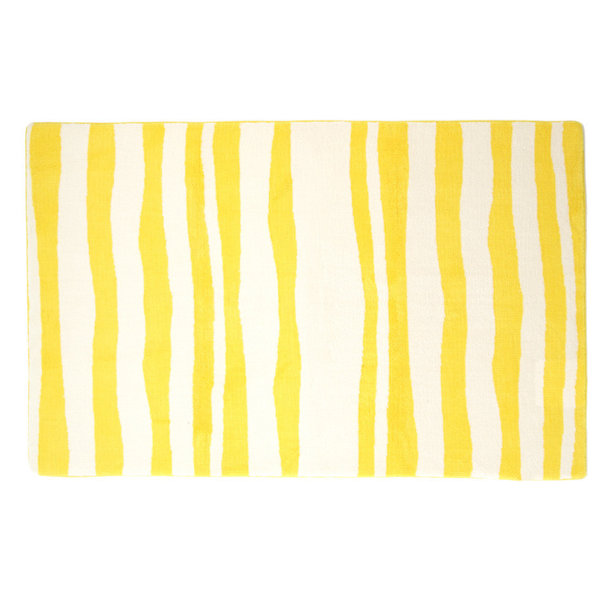 Latitude Run Aahna Lemon Yellow Large 40 X 64 Rectangle Memory Foam Striped Bath Rug Wayfair