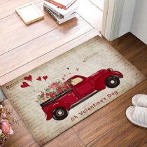 Shotbow Happy Valentines Day Love Design Welcome Door Mat Decorative Indoor Outdoor Entrance Mat Home Decor Washable Rubber Non Slip Backing Floor Mat for Kitchen Bathroom Bedroom Front Porch 