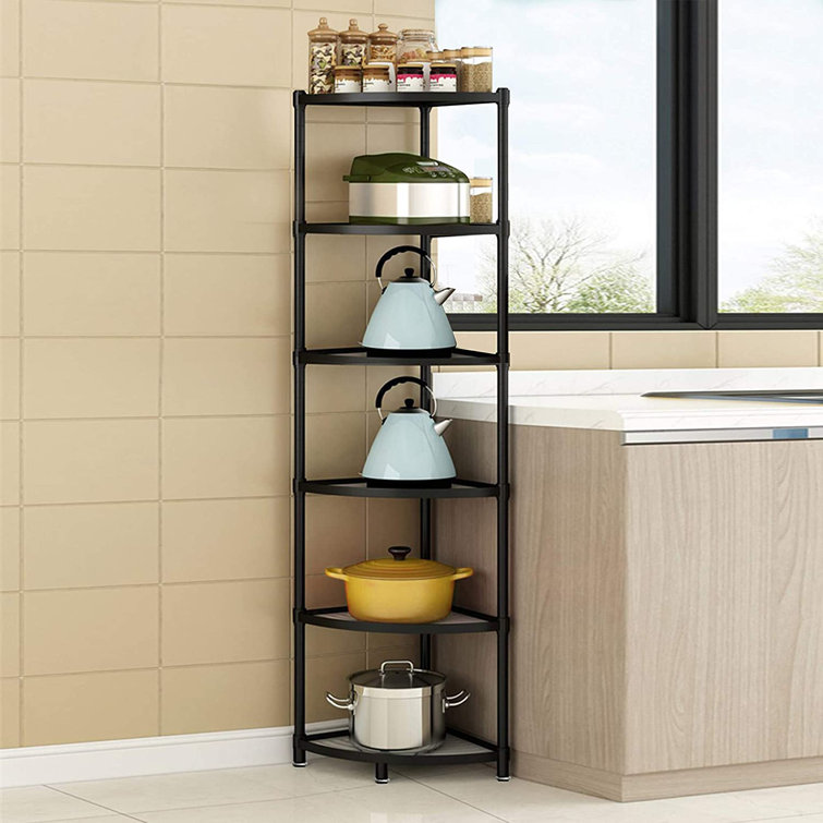 6-Tier Kitchen Corner Shelf Rack, Multi-Layer Pot Rack Storage Organizer Stainless Steel Shelves Shelf Holder