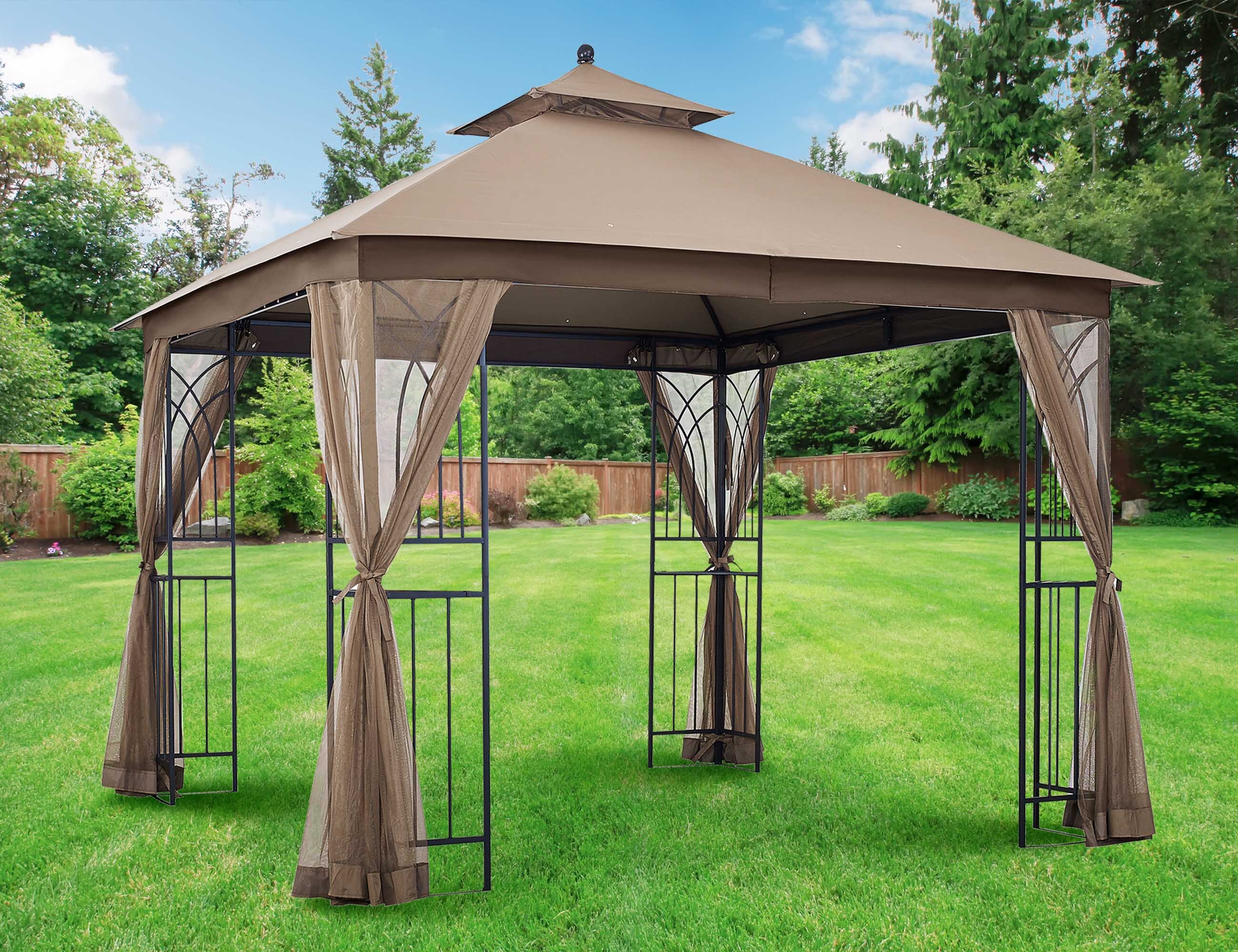 APEX GARDEN Harmony II 10 ft. x 10 ft. Gazebo with Mosquito Net and ...