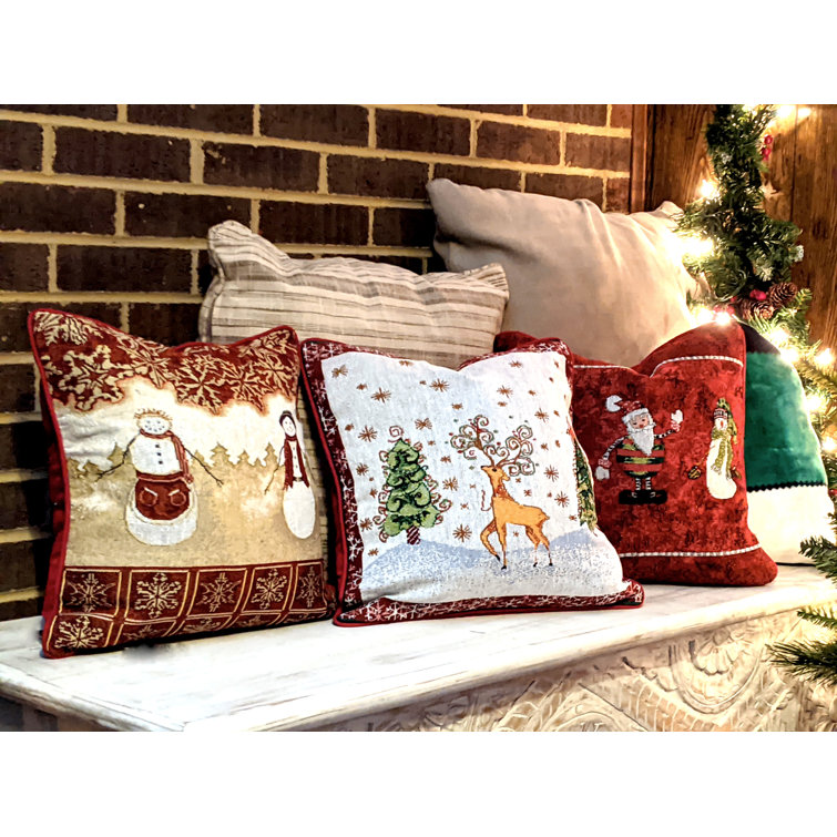 Spun Polyester Square Holiday Pillow Case Christmas Holiday Rose