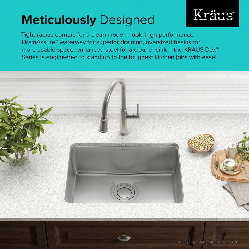 Kd1us25b Kraus Dex Series 25 X 19 Undermount Kitchen Sink