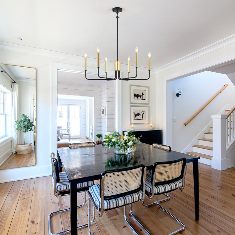 Roxsanne 6 - Light Candle Style Classic Chandelier Finish: Black/Spray Gold