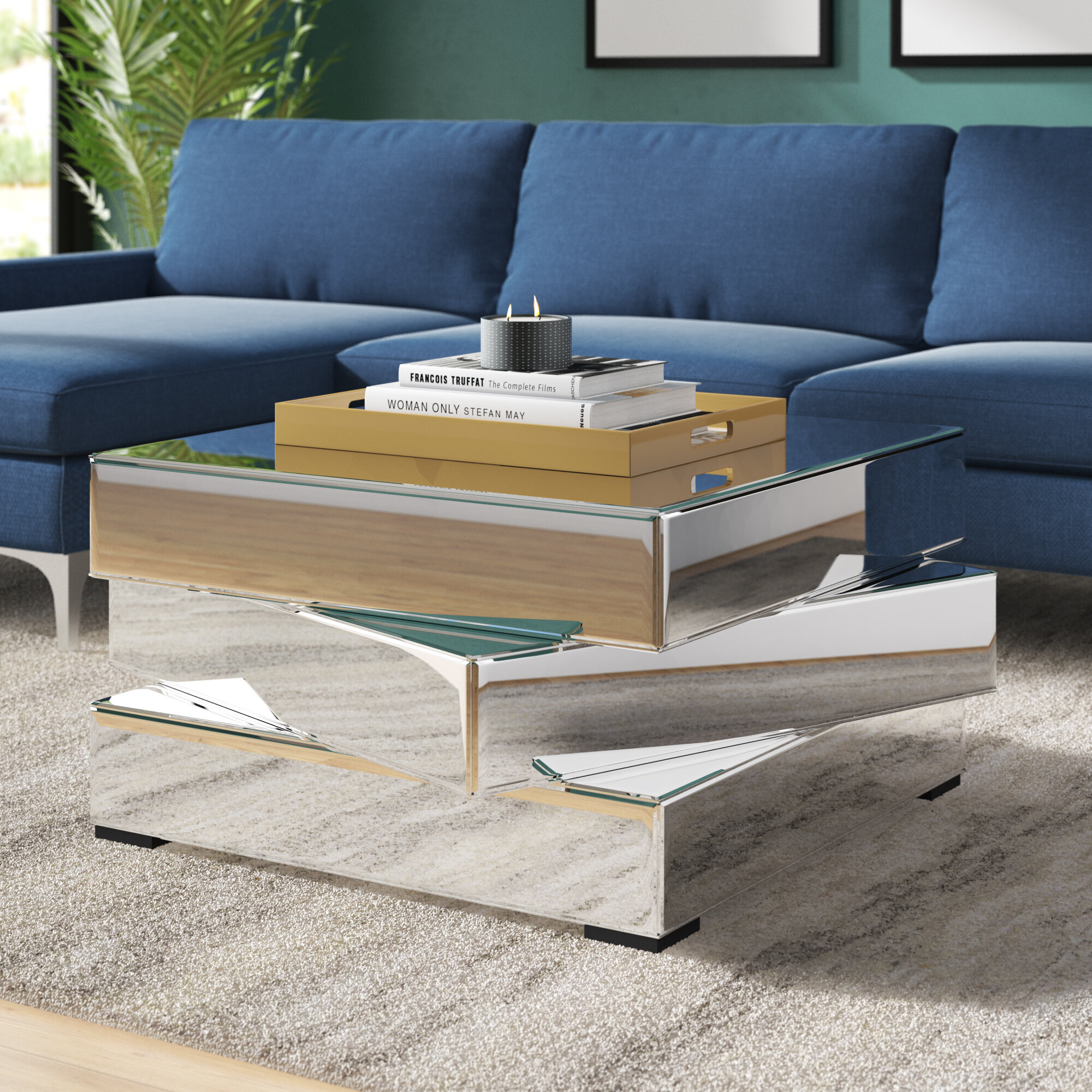 stacked glass coffee table