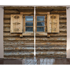 Hicks Graphic Print and Text Semi-Sheer Rod Pocket Curtain Panel (Set of 2)