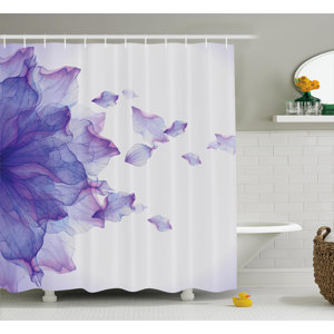 Keenum Flower Abstract Themed Modern Futuristic Image With Water Like Colored Art Print Shower Curtain