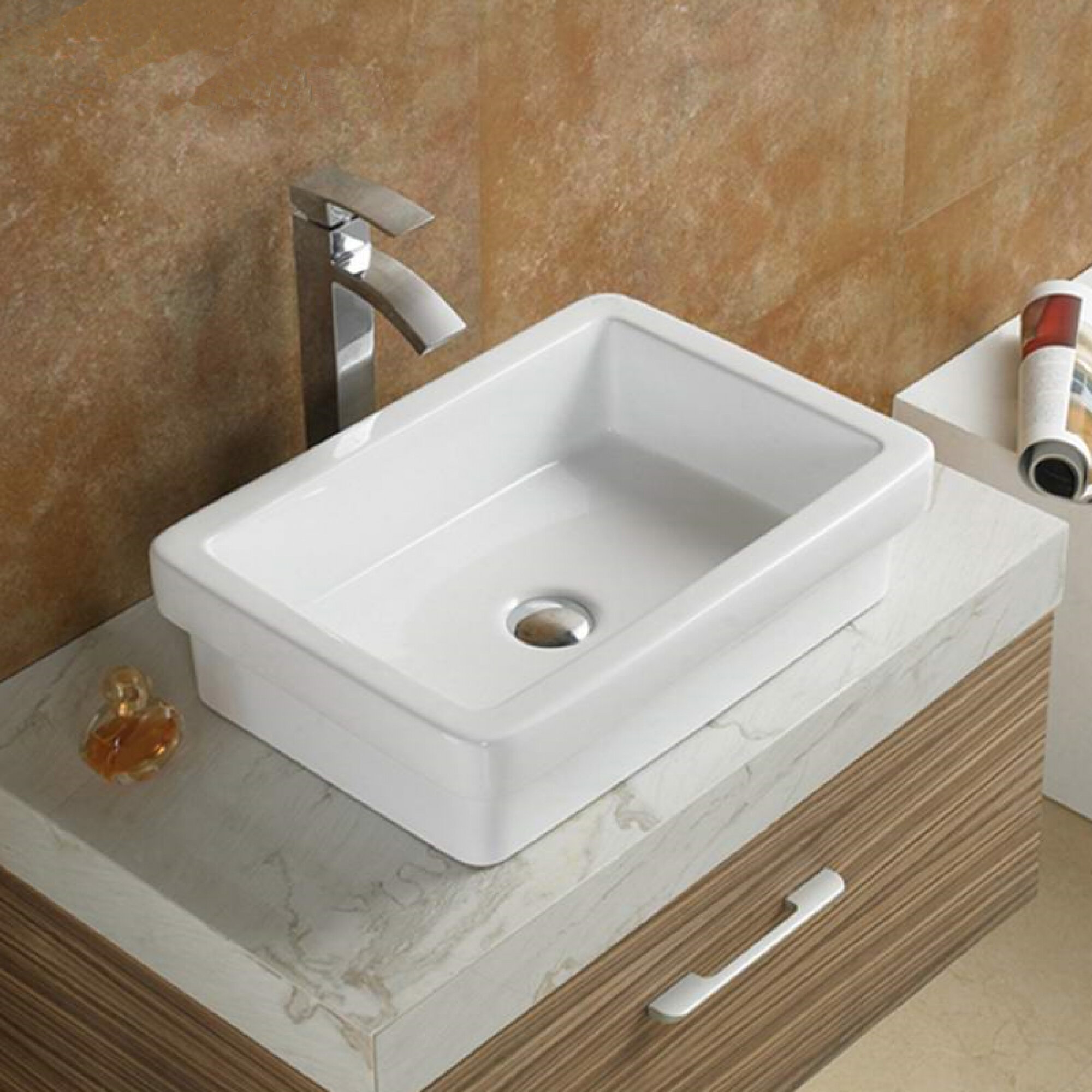 American Imaginations Above Counter For Drilling Ceramic Rectangular Vessel Bathroom Sink Wayfair