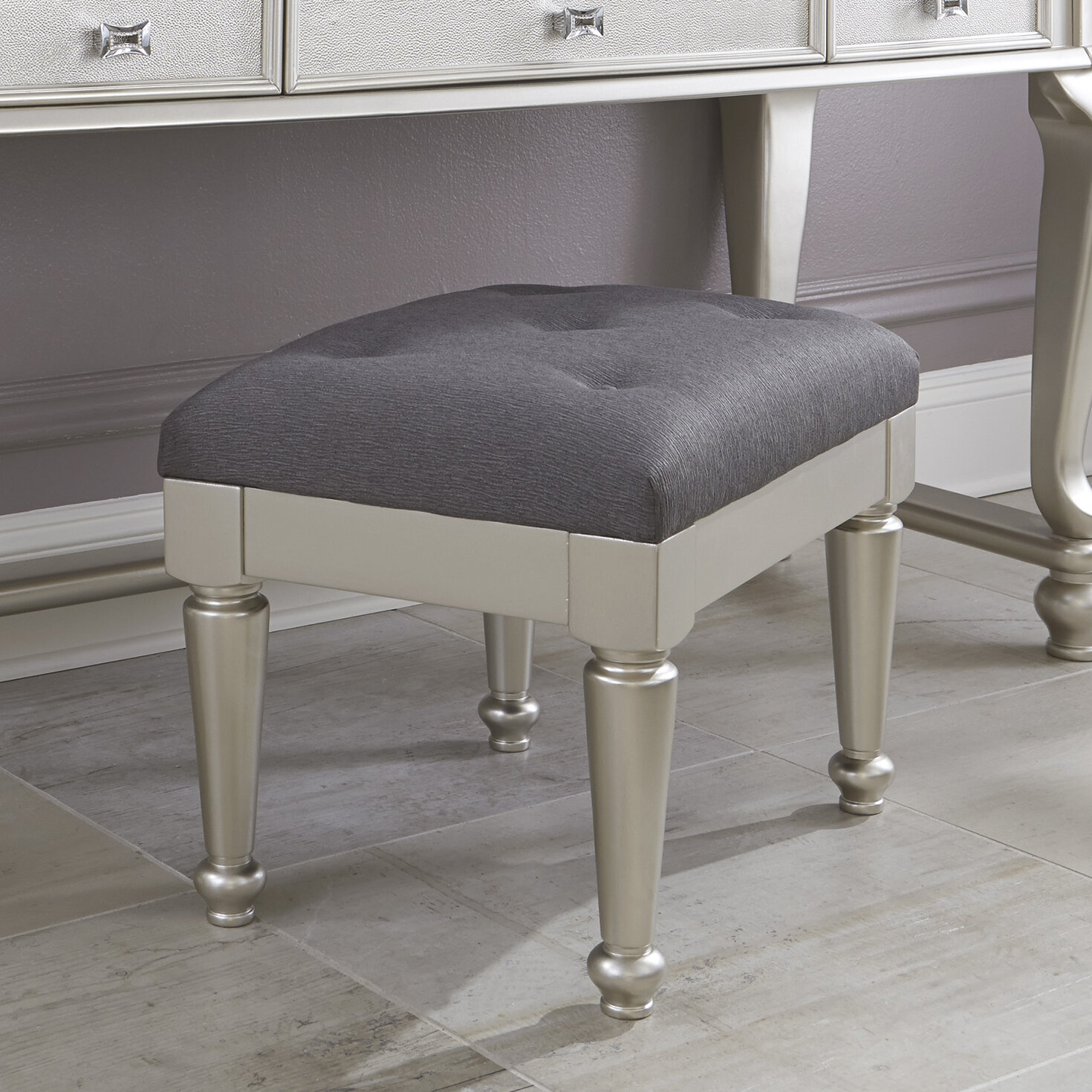 Guillaume Upholstered Vanity Stool Reviews Joss Main