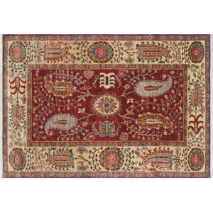 One-of-a-Kind Acer Hand-Knotted Red/Ivory Area Rug