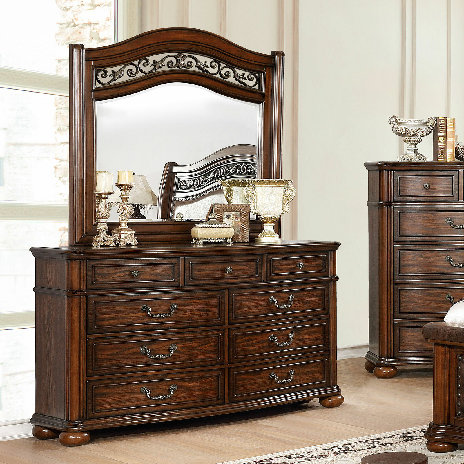 Astoria Grand Henn 9 Drawer Double Dresser With Mirror Wayfair