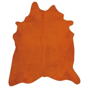 Dyed Brazilian Cowhide Orange Area Rug