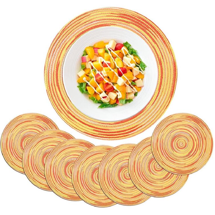 Bright Yellow and Orange Flowers Set of 2 Weave Linen Placemats,Heat Resistant and Non-Slip Placemats for Kitchen 