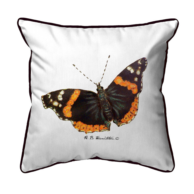 Winston Porter Simonds Admiral Butterfly Indoor Outdoor Throw Pillow Wayfair