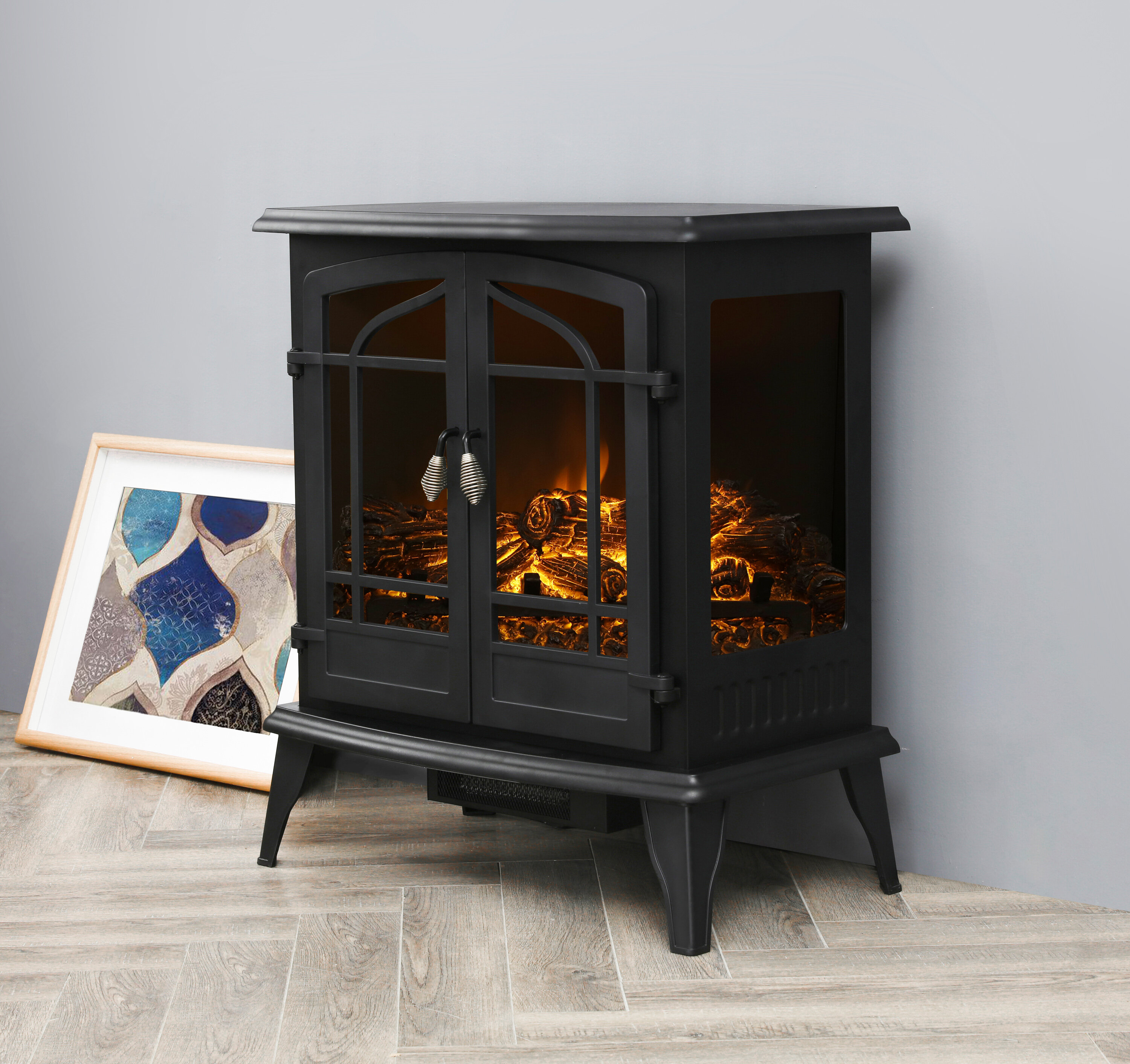 Focal Point ES2000 Free Standing Matt Grey Plug In Electric Fire Stove