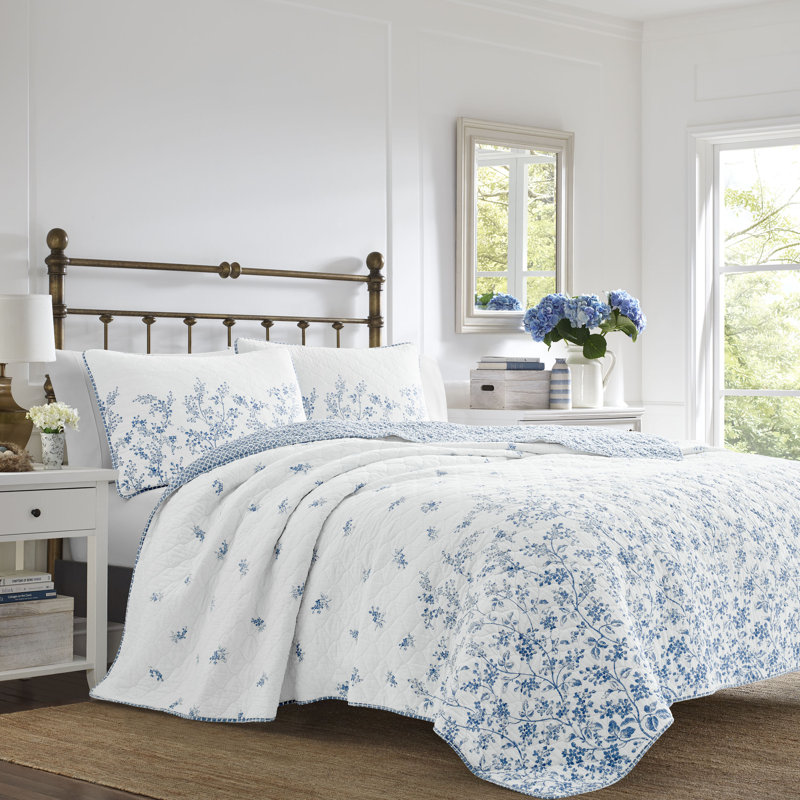 Laura Ashley Flora Cotton Reversible Quilt Set By Laura Ashley
