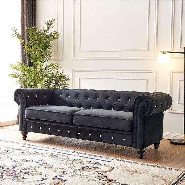 Rosdorf Park Belita 80 Velvet Pillow Top Arm Slipcovered Sofa | Wayfair Belita 80 Velvet Pillow Top Arm Slipcovered Sofa