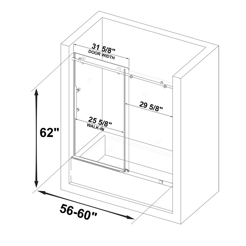 Woodbridge 56 W X 62 H Single Sliding Frameless Shower Door Reviews Wayfair