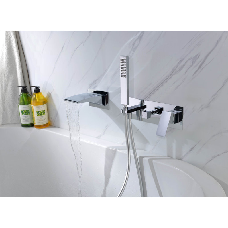Sumerain Double Handle Wall Mounted Tub Spout With Diverter And Handshower Reviews Wayfair