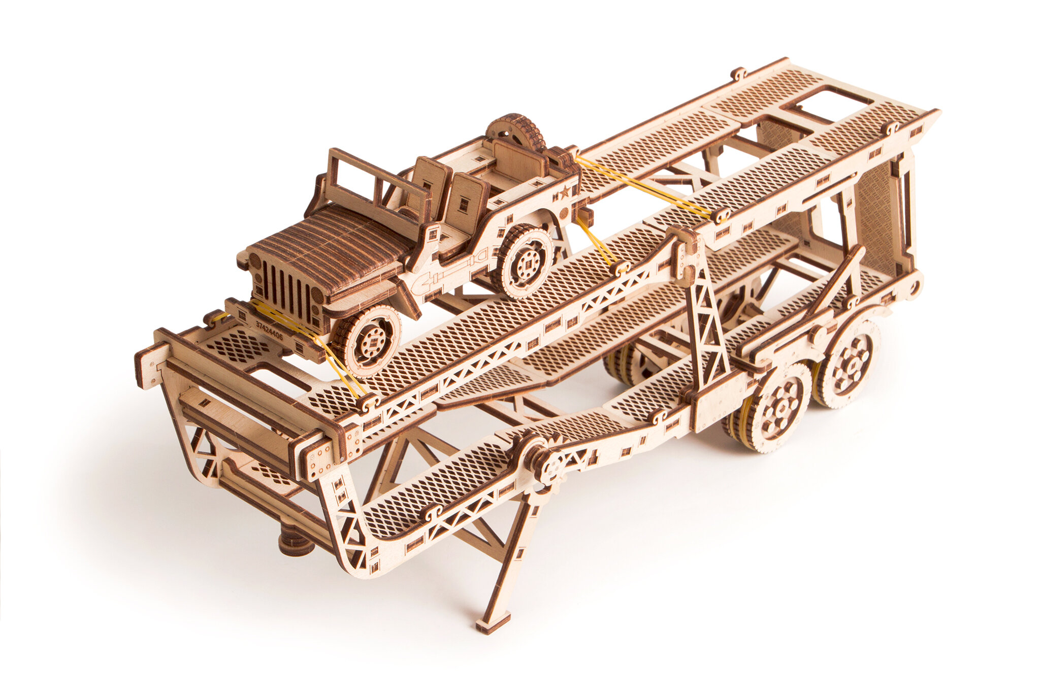 Wood Trick Tank Trailer For Big Rig Mechanical Wooden 3D Puzzle Model Assembly 