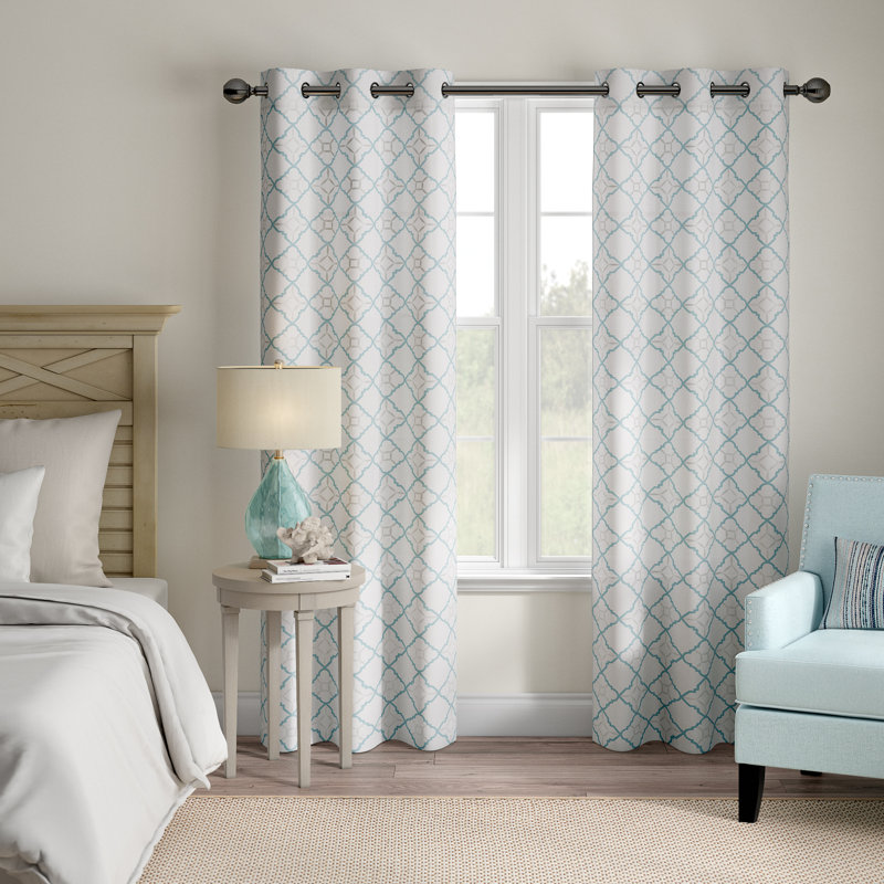 Highland Dunes Agathe Cotton Duck Printed Geometric Grommet