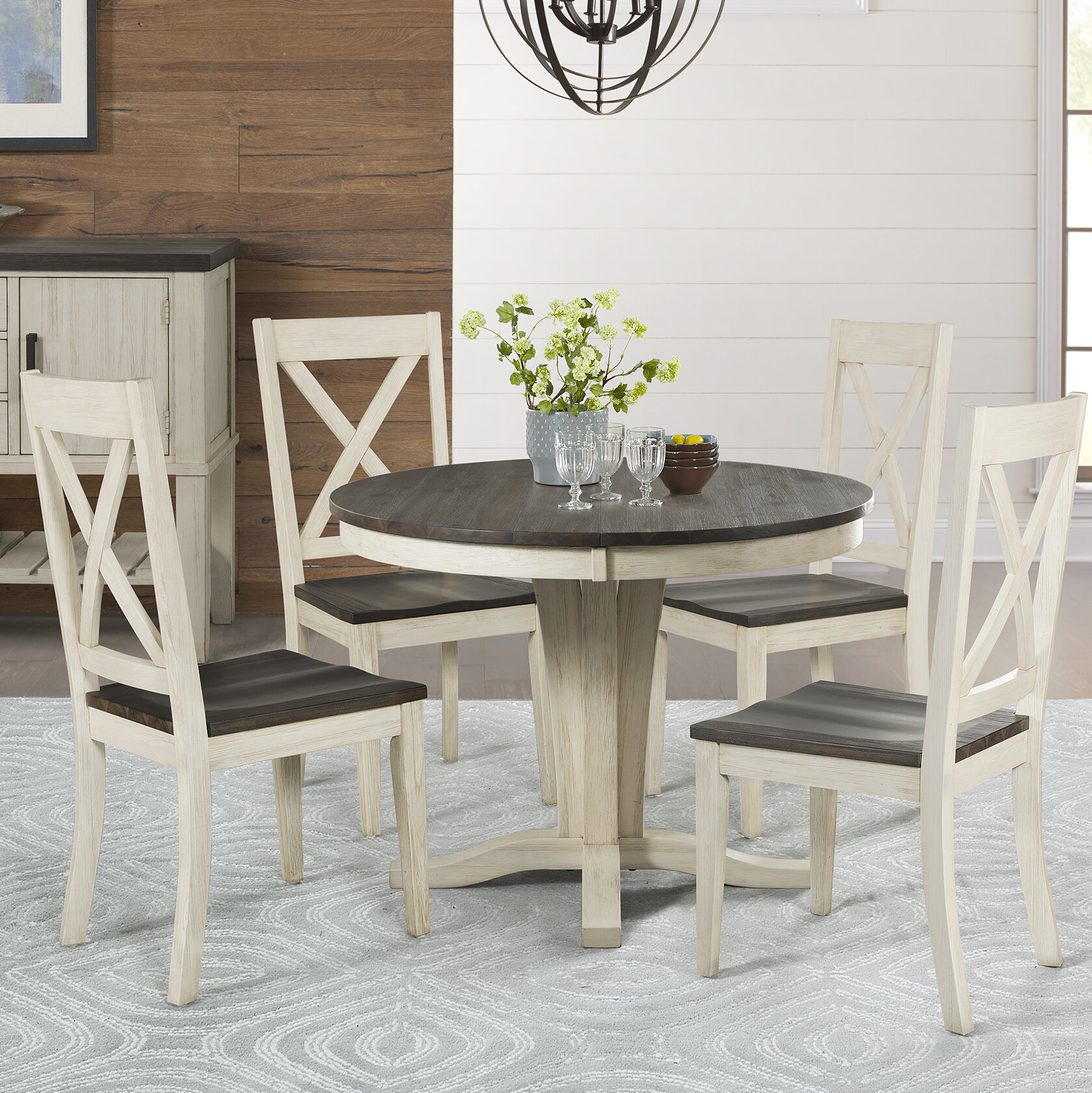 Ridgley 5 Piece Extendable Solid Wood Dining Set