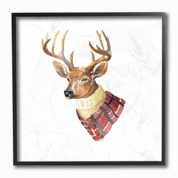 Ebern Designs Madita Funny Coat Fashion Deer Watercolor Painting