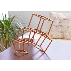 Gold Metal Cube Table Sculpture